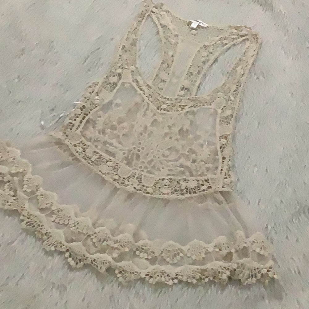 Roommates cream ruffle lace swimsuit coverup summer beach